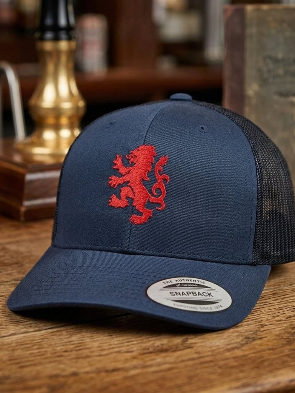 Rangers FC Scottish Lion Rampant Embroidered Navy Yupoong Trucker Hat Football